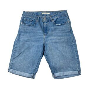 Levi’s Women’s Bermuda Jean Shorts Size 28 Light Wash Mid Rise Stretch Denim Rol
